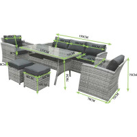 Комплект садовой мебели Orlean искусственный ротанг серый диван 1 шт. кресло 2 шт. пуф 2 шт. стол 1 шт. подушки 12 шт.
