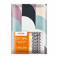 Штора на ленте блэкаут Полоса 150x260 см цвет коричневый, 2 шт.