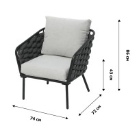 Набор садовой мебели для отдыха Фокси GS057 металл черный/серый диван - 1 шт. кресло - 2 шт. стол - 1 шт.