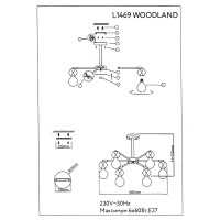 Люстра потолочная Lamplandia Woodland L1469, 6 ламп, 20 м², цвет белый