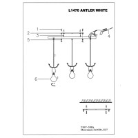 Светильник подвесной Lamplandia Antler White L1476, 1 лампа, 9 м², цвет белый