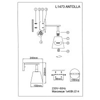 Настенный светильник Lamplandia L1473 Antolla, цвет серый