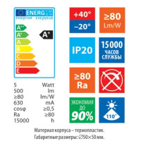 Лампа светодиодная Volpe MR16 GU5.3 12 В 5 Вт Эдисон матовая 500 лм теплый белый свет