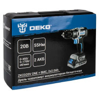 Дрель-шуруповерт аккумуляторная Deko ZKCD20V, 20 В Li-ion 2x2 Ач