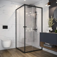 Душевой уголок Domani-Spa Cube квадратный 90x90 см черный профиль прозрачное стекло раздвижной