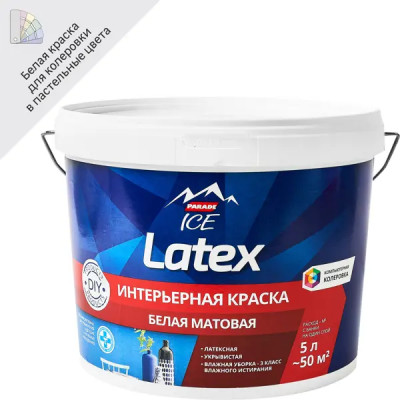 Краска интерьерная Parade Latex цвет белый база А 5 л