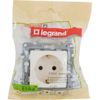 Розетка с заземлением - Legrand Etika - без шторок 16А 250В винтовые зажимы - слоновая кость