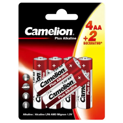 Батарейка алкалиновая Camelion Plus Alkaline 4+2LR03-BP AA 6 шт.