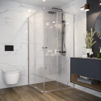Душевой уголок Domani-Spa Cube квадратный 90x90 см хромированный профиль прозрачное стекло раздвижной