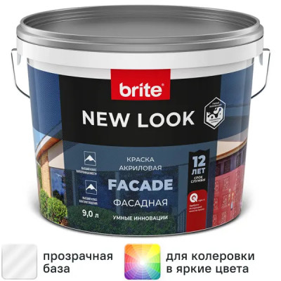 Краска фасадная New Look матовая прозрачная 9 л