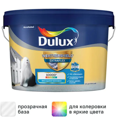 Краска фасадная Dulux Weathershield Extraflex цвет белый матовая база BC 2.25 л