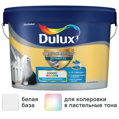 Краска фасадная Dulux Weathershield Extraflex цвет белый матовая база BW 2.5 л