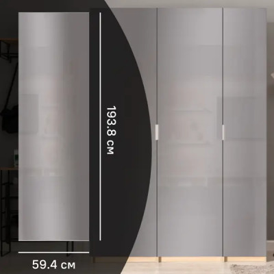 Дверь для шкафа Лион Аша грей 59.6x193.8x1.6 см ЛДСП цвет серый