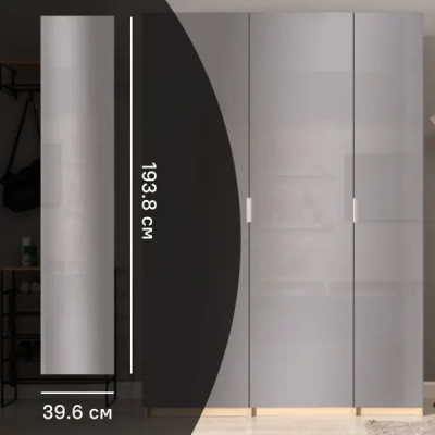 Дверь для шкафа Лион Аша грей 39.6x193.8x1.6 см ЛДСП цвет серый