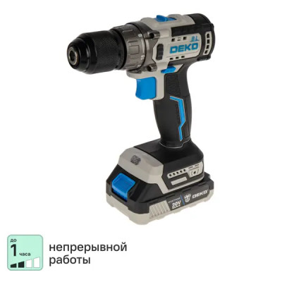 Дрель-шуруповерт аккумуляторная Deko ZKCD20V, 20 В Li-ion 2x2 Ач
