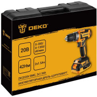 Дрель-шуруповерт аккумуляторная Deko ZKCD20V 084-1007, 20 В Li-ion 2x1.5 Ач