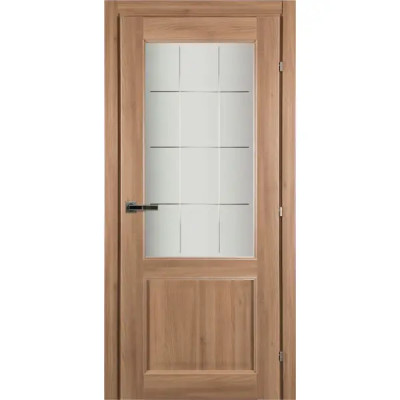 Дверь межкомнатная Катрин Акация остекленная CPL ламинация цвет коричневый 60x200 см (с замком и петлями)