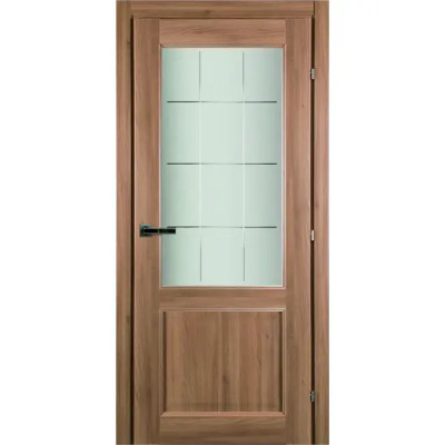 Дверь межкомнатная Катрин Акация остекленная CPL ламинация цвет коричневый 80x200 см (с замком и петлями)