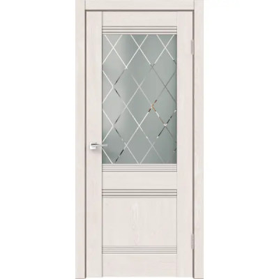 Дверь межкомнатная остекленная без замка и петель в комплекте Тоскана 60x200 см HardFlex цвет дуб тернер белый