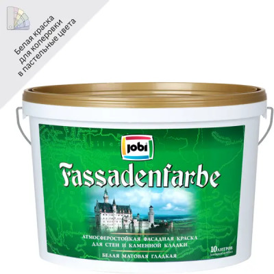 Краска фасадная Jobi Fassadenfarbe матовая цвет белый база A 10 л