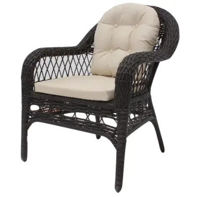 Садовое кресло с подушкой Viktoria65x65x120 см искусственный ротанг коричневый
