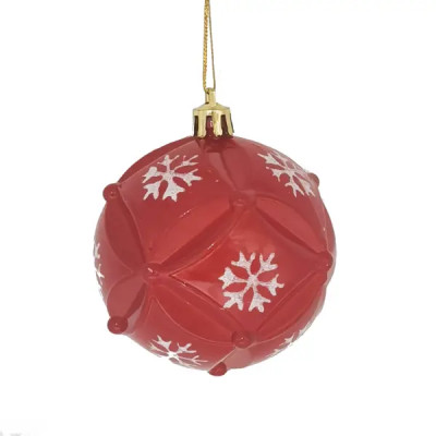Елочное украшение Шар с объемным узором Christmas ø7.8 см цвет красный