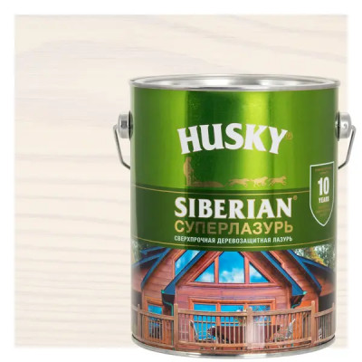 Лазурь для дерева Husky Siberian Суперлазурь цвет белый 2.7 л