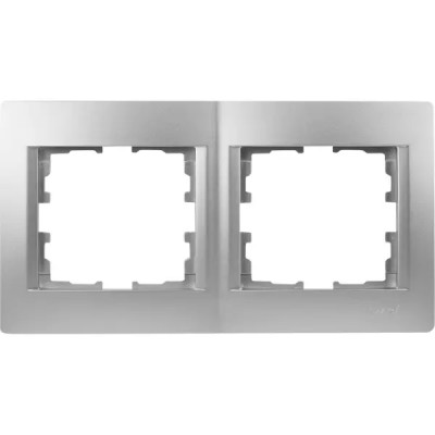 Рамка для розеток и выключателей Lezard Karina 2 поста горизонтальная цвет матовый серый