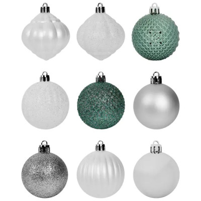 Набор новогодних шаров Christmas ø5-6 см полистирол цвет белый, зеленый, серебристый 25 шт.