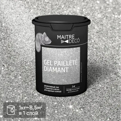 Лак декоративный Maitre Deco «Gel Paillete Diamant» эффект блеска драгоценных камней 1 кг