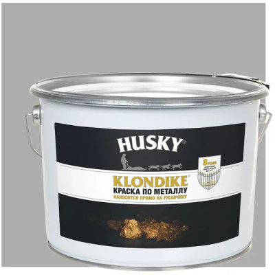Краска по металлу Husky Klondike цвет серый глянцевый 9 л