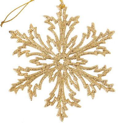 Новогоднее украшение Снежинка Морозко 12x12 см цвет золото