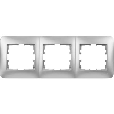 Рамка для розеток и выключателей Lezard Karina Life 3 поста горизонтальная цвет матовый серый
