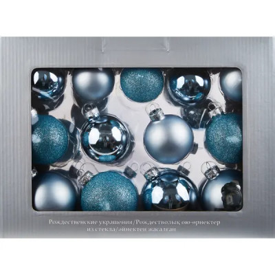 Набор новогодних шаров Christmas ø6 см стекло цвет синий 26 шт.
