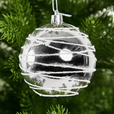Елочное украшение Шар с узором Christmas ø7.8 см цвет серебристый