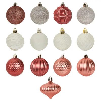Набор новогодних шаров Christmas ø5-6 см цвет розово-белый 25 шт.