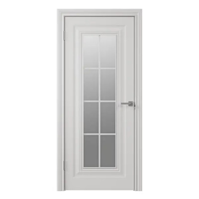 Дверь межкомнатная остекленная с замком и петлями в комплекте Ларго 1N 60x200 см эмаль цвет белый