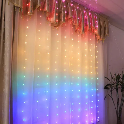Электрогирлянда комнатная Занавес 2x2 м 200 LED разноцветный свет 8 режимов