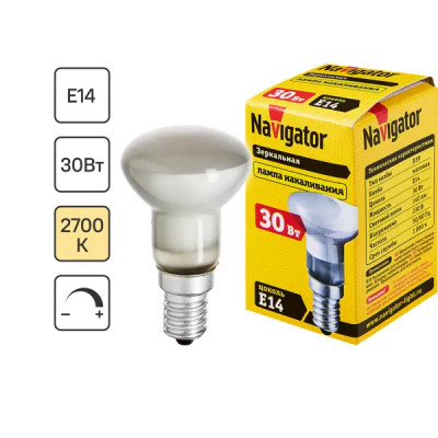 Лампа накаливания Navigator E14 230 В 30 Вт гриб 400 лм