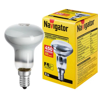 Лампа накаливания Navigator E14 230 В 60 Вт гриб 140 лм