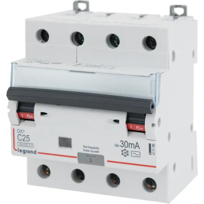 Автоматический выключатель дифференциального тока Legrand DX3 4P C25 A 30 мА 6 кА AC 411188
