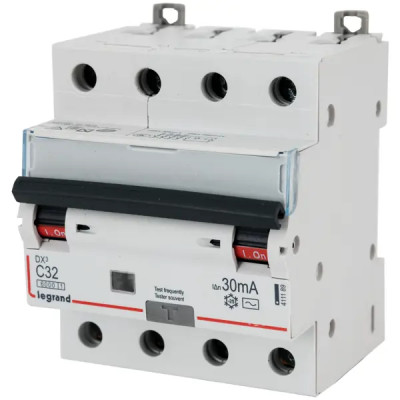 Автоматический выключатель дифференциального тока Legrand DX3 4P C32 A 30 мА 6 кА AC 411189
