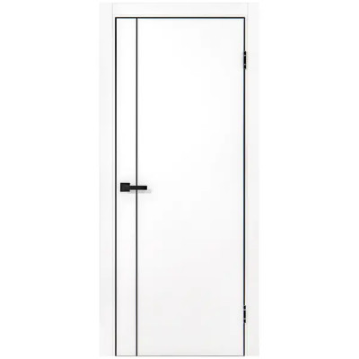 Дверь межкомнатная глухая с замком и петлями в комплекте Борно 56 60x200 см ПЭТ цвет белый
