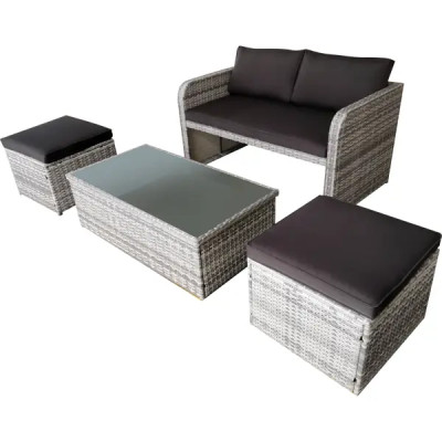 Комплект садовой мебели Arcadia сталь серый диван 1 шт. пуфик 2 шт. подъемный стол 1 шт. подушки 5 шт.