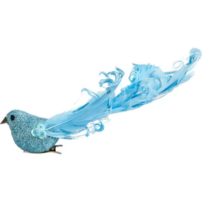 Елочная игрушка Птица 16x3 цвет синий