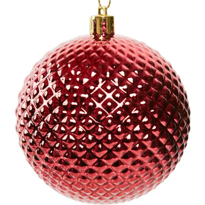 Елочное украшение Шар с объемным узором Christmas ø8 см цвет розовый
