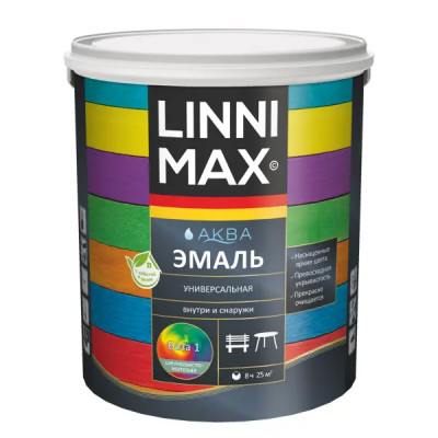 Эмаль универсальная Linnimax Аква шелковисто-матовая цвет белый база 1 2.5 л