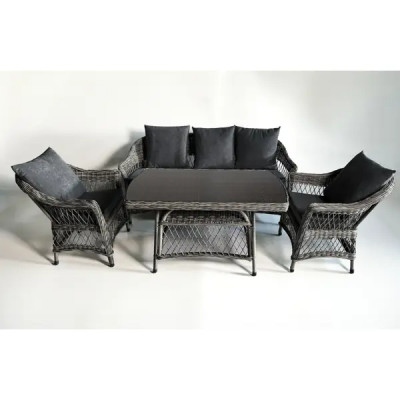 Набор садовой мебели «Madina» искусственный ротанг серый диван стол и 2 кресла