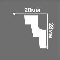 Плинтус потолочный полистирол С02/30 белый 20x28x2000 мм
