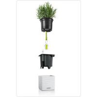 Кашпо для цветов Lechuza Кьюб колор 13580 с автополивом ø16 см пластик белый